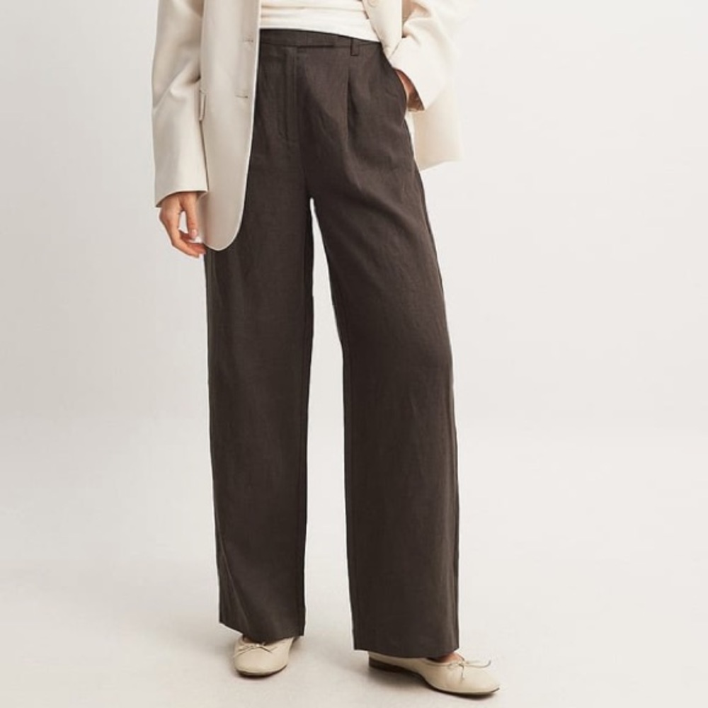 Nakd linen Brown Wide-Leg Pants and linen shirt